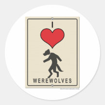 J'aime des loups-garou autocollant rond