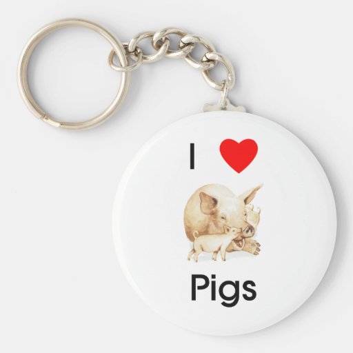 J'aime des porcs Keychain Porte-clef