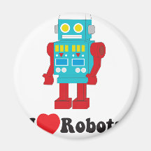 J'aime des robots ! aimant pour réfrigérateur