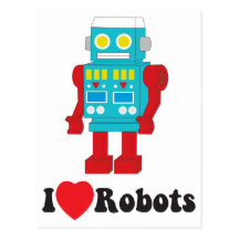 J'aime des robots ! carte postale