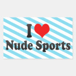 J'aime des sports nus autocollant rectangulaire