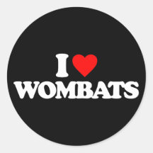 J'AIME DES WOMBATS ADHÉSIFS RONDS