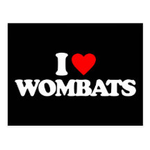 J'AIME DES WOMBATS CARTES POSTALES