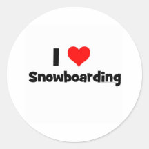 J'aime faire du surf des neiges autocollants ronds
