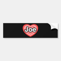 J'aime Joe. Je t'aime Joe. Coeur Autocollant Pour Voiture