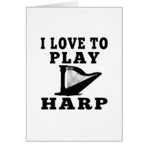 J'aime jouer l'harpe cartes de vœux