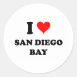 J'aime la baie de San Diego la Californie Autocollant Rond