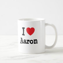 J'aime la coutume de coeur d'Aaron personnalisée Mugs