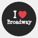 J'aime la coutume de coeur de Broadway personnalis Adhésifs Ronds