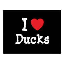 J'aime la coutume de coeur de canards personnalisé carte postale