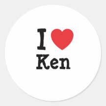 J'aime la coutume de coeur de Ken personnalisée Adhésif Rond