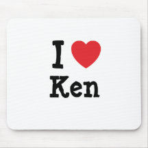 J'aime la coutume de coeur de Ken personnalisée Tapis De Souris