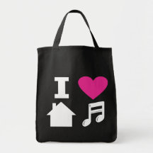 J'aime la musique de maison sacs fourre-tout