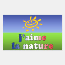 J'aime La Nature I Love Nature in French Rectangle Sticker