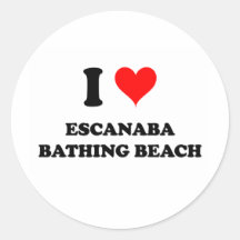J'aime la plage se baignante d'Escanaba Adhésifs Ronds