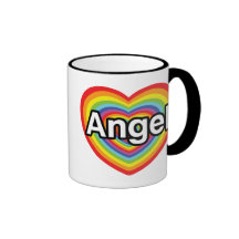 J'aime l'ange, coeur d'arc-en-ciel tasse à café