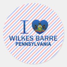 J'aime le barre de Wilkes, PA Adhésifs Ronds