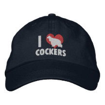 J'aime le chapeau brodé par cockers (foncé)