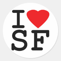 J'aime le coeur San Francisco Adhésifs Ronds