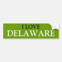J'AIME LE DELAWARE BUMPERSTICKER AUTOCOLLANT POUR VOITURE