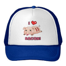J'aime le lard avec le porc drôle et le coeur roug casquette