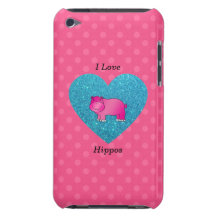 J'aime le pois rose d'hippopotames étui barely there iPod