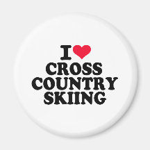 J'aime le ski de pays croisé aimant pour réfrigérateur