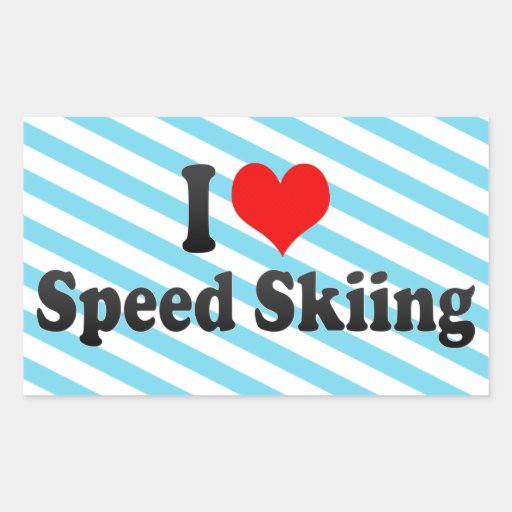 J'aime le ski de vitesse stickers en rectangle