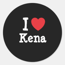 J'aime le T-shirt de coeur de Kena Adhésif Rond