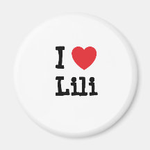J'aime le T-shirt de coeur de Lili Magnets Pour Réfrigérateur
