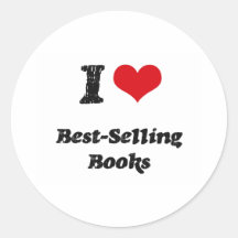 J'aime les LIVRES PLUS VENDUS Autocollants Ronds