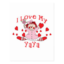 J'aime ma poupée et coeurs de chiffon de YaYa Carte Postale