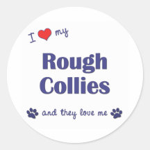 J'aime mes colleys rugueux (les chiens multiples) adhésifs ronds