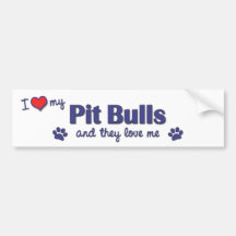 J'aime mes pitbulls (les chiens multiples) adhésif pour voiture