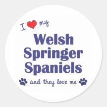 J'aime mes springers spaniels de Gallois (les chie Autocollants Ronds