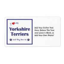 J'aime mes terriers de Yorkshire (les chiens multi Étiquettes D’expédition