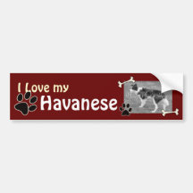 J'aime mon adhésif pour pare-chocs de Havanese Adhésif Pour Voiture