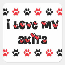 J'aime mon Akita Autocollants