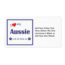 J'aime mon australien (le chien femelle) étiquettes d’expédition