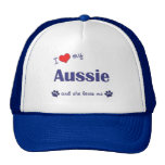 J'aime mon australien (le chien femelle) casquettes