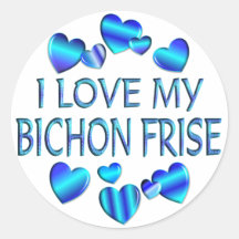 J'aime mon Bichon Frise Autocollant Rond