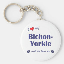 J'aime mon Bichon-Yorkie (le chien femelle) Porte-clefs
