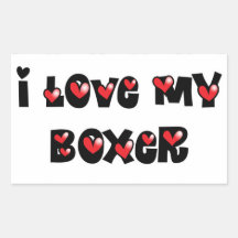 J'aime mon boxeur autocollant rectangulaire