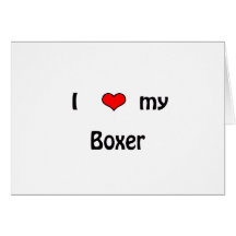 J'aime mon boxeur carte de vœux