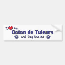 J'aime mon coton de Tulears (les chiens multiples) Adhésif Pour Voiture