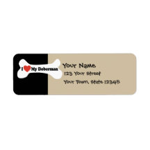 J'aime mon dobermann - os de chien étiquette d’adresse retour