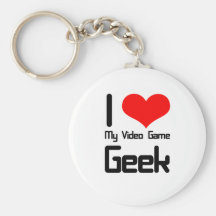 J'aime mon geek de jeu vidéo porte-clé