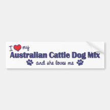 J'aime mon mélange australien de chien de bétail ( autocollants pour voiture
