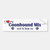 J'aime mon mélange de Coonhound (le chien masculin Autocollants Pour Voiture