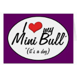 J'aime mon mini Taureau (c'est un chien) Cartes De Vœux